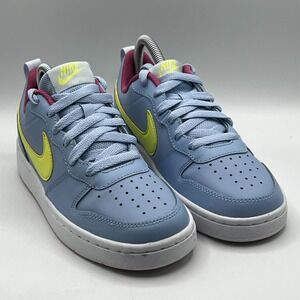Nike Court Borough 2 Low -6Y Cobalt Bliss and Light Lemon Twist Youth Size 4.5 Y